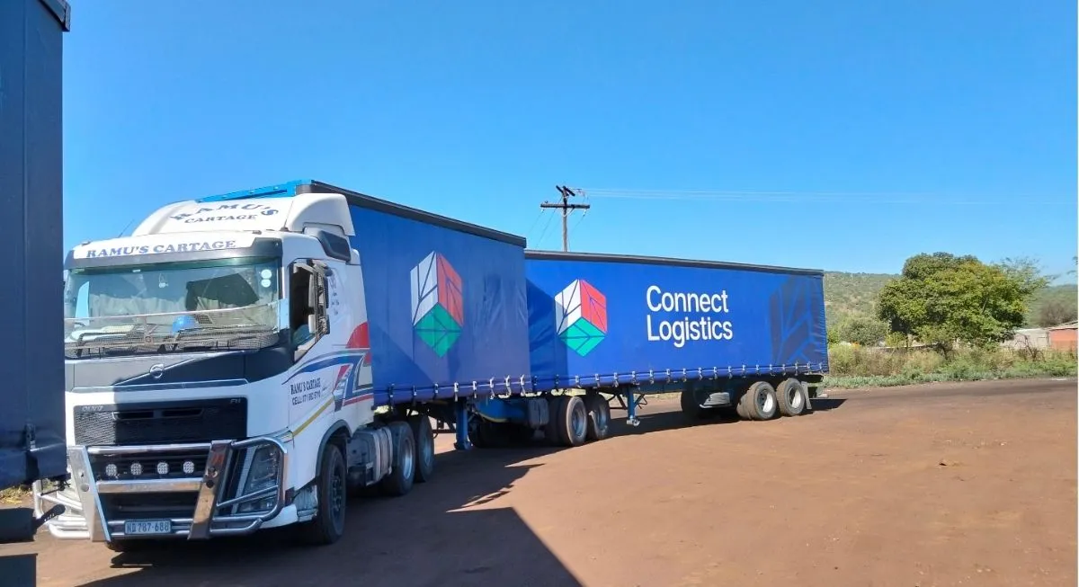 Connect Logistics parked at an industrial loading site indicating the company's logistics and transportation services.