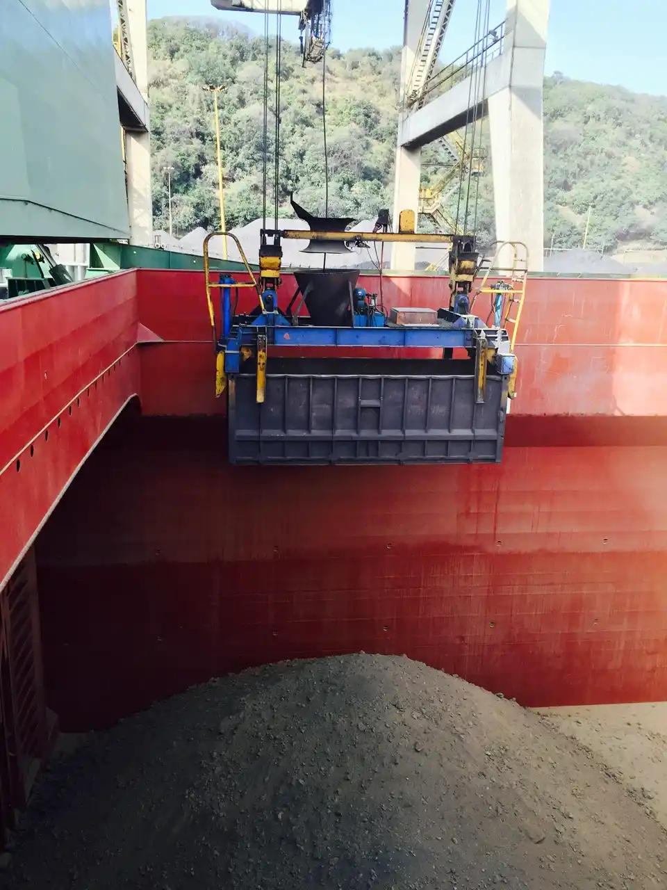 Bulk Vessel Being Loaded Using Skips