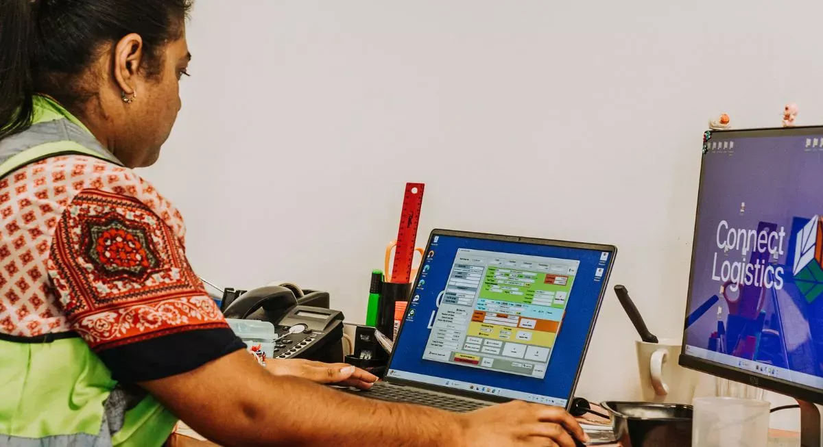 Connect Logistics parked at an industrial loading site indicating the company's logistics and transportation services.